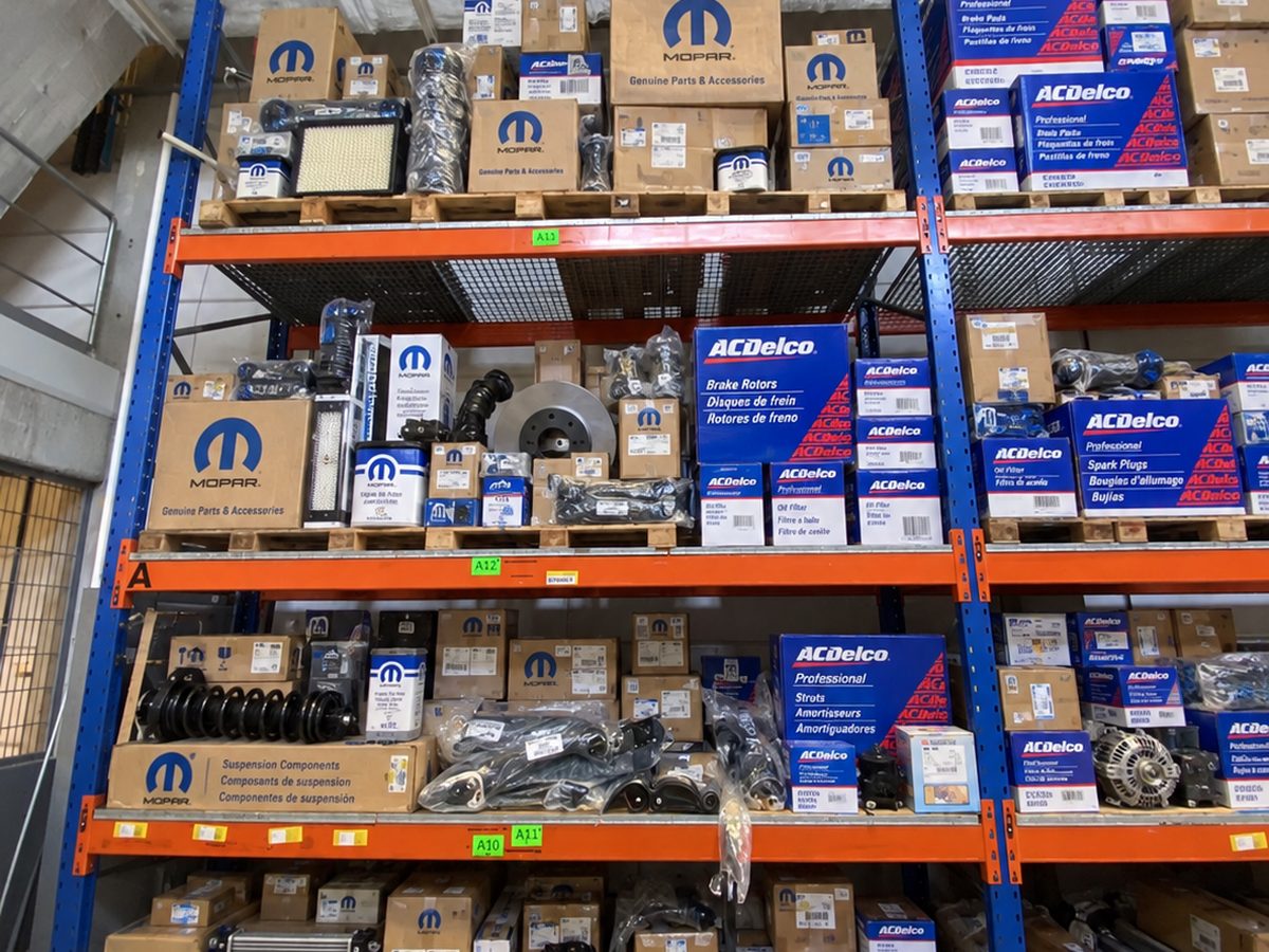 Genuine Mopar and ACDelco parts on the shelves at Iron Parts